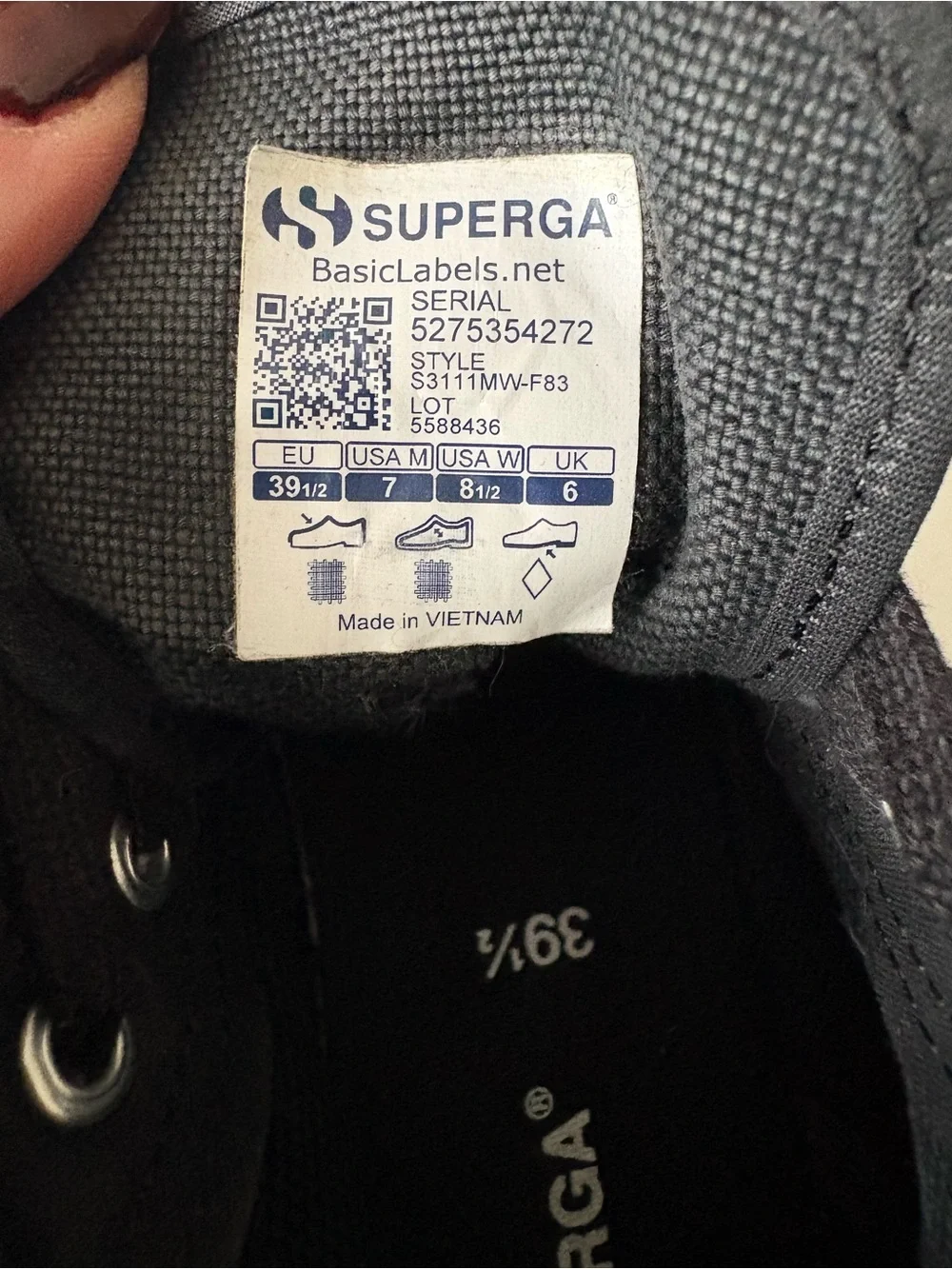 Womens Size 8.5/ Mens Size 7/ 39.5 Superga Black 2705 High Top Platform Sneakers - Picture 3 of 8